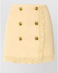 Elisabetta Franchi - Bouclé Knit Skirt Double Breasted Fringe - Lyst