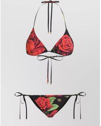 Dolce & Gabbana - Floral-Print Triangle Bikini Set - Lyst