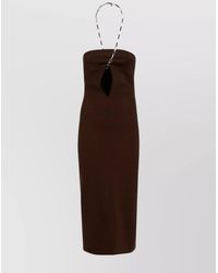 The Attico - Giona Midi Dress Jersey Marron Foncé - Lyst