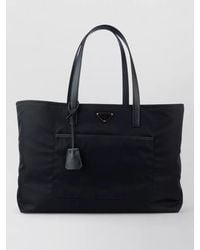 Prada - Rectangular Tote Bag Top Handles Front Pocket - Lyst