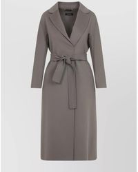 Max Mara - Virgin Wool Belted Coat With Notched Lapels - Lyst