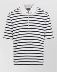 Jil Sander - Striped Cotton Short-Sleeve Polo T-Shirt - Lyst