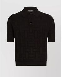 Dolce & Gabbana - Silk Jacquard Logo Short-Sleeve Polo Shirt - Lyst