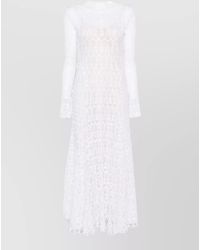 forte_forte - Lace Long-Sleeve V-Back Midi Dress - Lyst