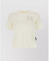 Palm Angels - Ribbed Crew-Neck Cotton T-Shirt With Contrasting Logo Label - Lyst