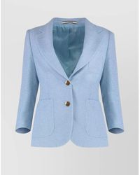 Tagliatore - Front Pocket Notched Lapel Single-Breasted Textured Fabric - Lyst