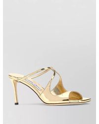 Jimmy Choo - Anise 75 Leather Mules Metallic Straps - Lyst