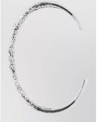 MM6 by Maison Margiela - Metallic Finish Open Cuff Textured Bracelet - Lyst