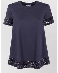 Emporio Armani - Sequined Trim Short-Sleeve Top - Lyst