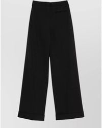 Semicouture - Coline Trousers High Waist Wide Leg Cuffs - Lyst