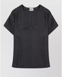 Alysi - Silk Twill Blouse Regular Fit V Neck - Lyst