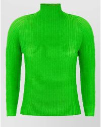 Issey Miyake - Pleated High-Neck Long-Sleeve Blouse - Lyst