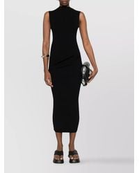 Rick Owens - Fine-Knit High-Neck Fitted Midi Dress - Lyst