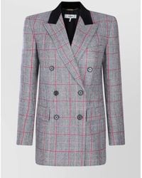 Chloé - Virgin Wool Checked Double-Breasted Blazer - Lyst