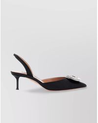 Aquazzura - Crystal Embellished Slingback Kitten Heel Pumps - Lyst