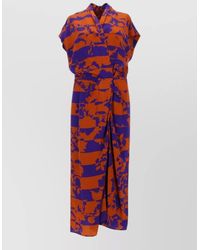 Dries Van Noten - Floral Wrap Maxi Dress V Neck Cap Sleeves - Lyst