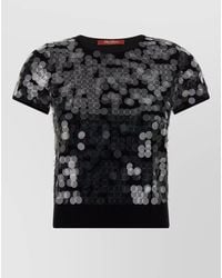 Max Mara - Virgin Wool Sequined Short-Sleeve Sweater - Lyst