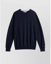 Woolrich - Logo-Embroidered Cotton Crewneck Sweater - Lyst