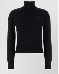 Ami Paris - Merino Wool Ribbed Turtleneck Sweater - Lyst