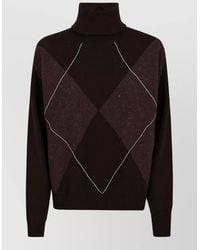 Peserico - Wool Silk Cashmere High Neck Long Sleeve Geometric Sweater - Lyst