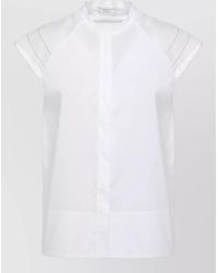 Peserico - Cotton Sleeveless Crewneck Blouse - Lyst
