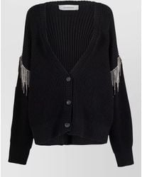 Sportmax - Wool Cardigan Rhinestone Removable Sleeves V Neck - Lyst