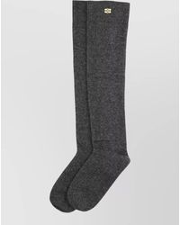 Ganni - Wool Knee High Socks Ribbed Cuff - Lyst