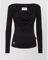 Philipp Plein - Fitted Cowl Neck Long Sleeve Sweater - Lyst
