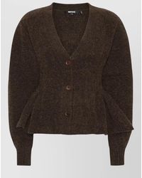 ROTATE BIRGER CHRISTENSEN - Alpaca-Blend Ribbed Peplum V-Neck Cardigan - Lyst
