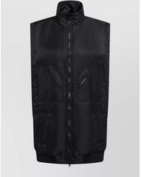 MM6 by Maison Margiela - High Collar Coat Ribbed Hem Pockets - Lyst