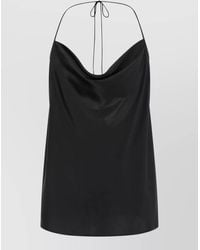 Valentino Garavani - Halterneck Silk Top Sleeveless Draped Front - Lyst