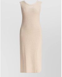 Sandbeige - Knit Midi Dress Side Slit Sleeveless - Lyst