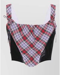 Vivienne Westwood - Linen Tartan Square Neck Corset Top - Lyst