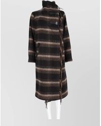 Isabel Marant - Wool Blend Checked Fringe Single Breasted Coat - Lyst