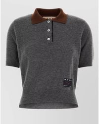 Marni - Cashmere Polo Shirt Short Sleeves Collar Contrast - Lyst