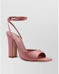 Paris Texas - Satin Covered Heel Sandals With Squared Toe - Lyst