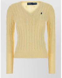 Polo Ralph Lauren - Cotton Cable Sweater V Neck Ribbed Trims - Lyst