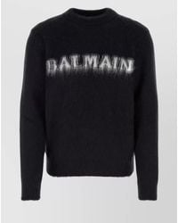 Balmain - Mohair Logo-Print Brushed-Knit Crewneck Jumper - Lyst