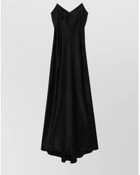 Max Mara - Satin Spaghetti Strap Dress With Back Slit - Lyst