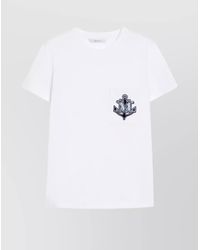 Max Mara - Cotton Embroidered Jersey Short-Sleeve T-Shirt - Lyst