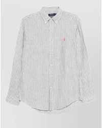 Polo Ralph Lauren - Custom Fit Linen Shirt Striped Design Collar - Lyst