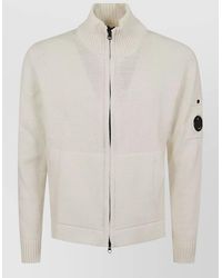 C.P. Company - Cotton Zip Cardigan Ribbed Collar Sleeve Pocket - Lyst