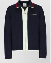 CASABLANCA - Merino Wool Ribbed High-Neck Zip-Up Jacket - Lyst