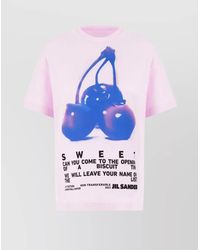 Jil Sander - Cotton Oversized Ribbed Crew-Neck Logo-Print T-Shirt - Lyst