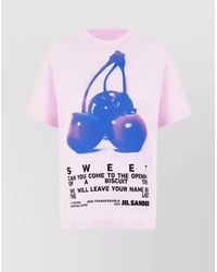 Jil Sander - Cotton Oversized Ribbed Crew-Neck Logo-Print T-Shirt - Lyst