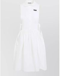 Miu Miu - Poplin Mini Dress Embroidered Collar Hem - Lyst