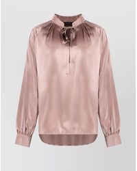 Max Mara - Silk Blouse With Bow And Tie Neck - Lyst