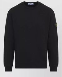 Stone Island - Logo Crewneck Cotton Sweatshirt Regular Fit - Lyst
