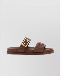 Fendi - Slide Sandals With Buckle Detail And Flat Sole - Lyst