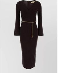 Michael Kors - Wool Blend Dress Chain Belt Midi - Lyst